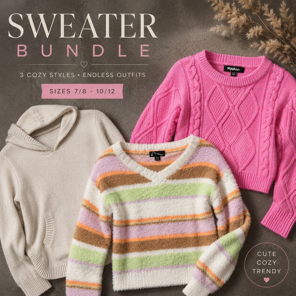 Girls Sweater Bundle Size 7/8 10/12 Fashion Nova Art Class Nova Kids